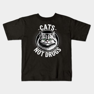 Cats Not Drugs Munchkin British Longhair Kids T-Shirt